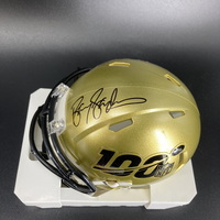 NFL - Lions Barry Sanders Signed Gold NFL 100 Mini Helmet