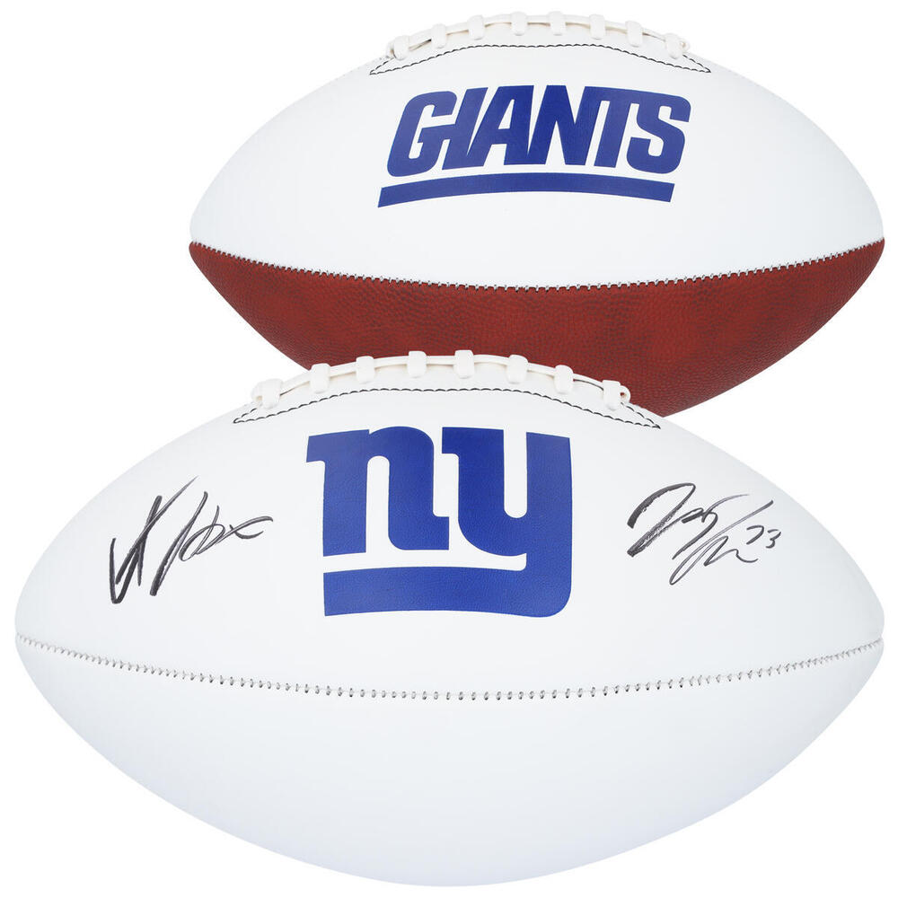 Adam Fox and Matt Rempe New York Rangers Autographed New York Giants White Panel Football