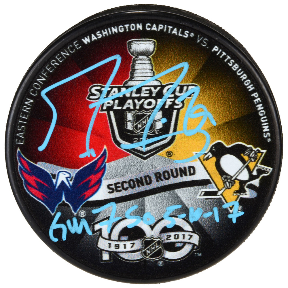 Marc-Andre Fluery Pittsburgh Penguins Autographed 2017 NHL Eastern Conference Semifinal Match-Up Hockey Puck with Game 7 SO 5/10/17 Inscription - #29 in a Limited Edition of 29