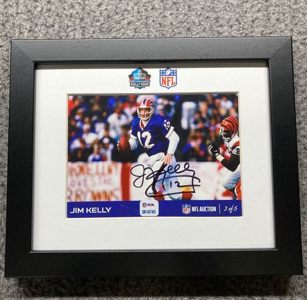 HOF - Bills Jim Kelly NFL Auction Exclusive Signed 5x7 Framed Photo Indi...