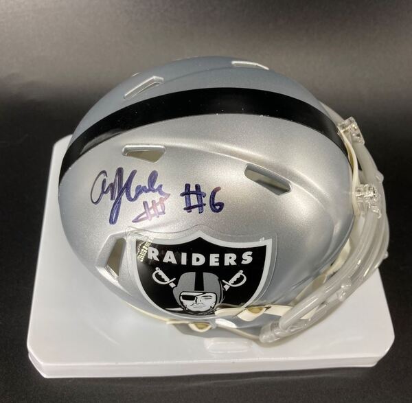 NFL - Raiders AJ Cole Signed Mini Helemt