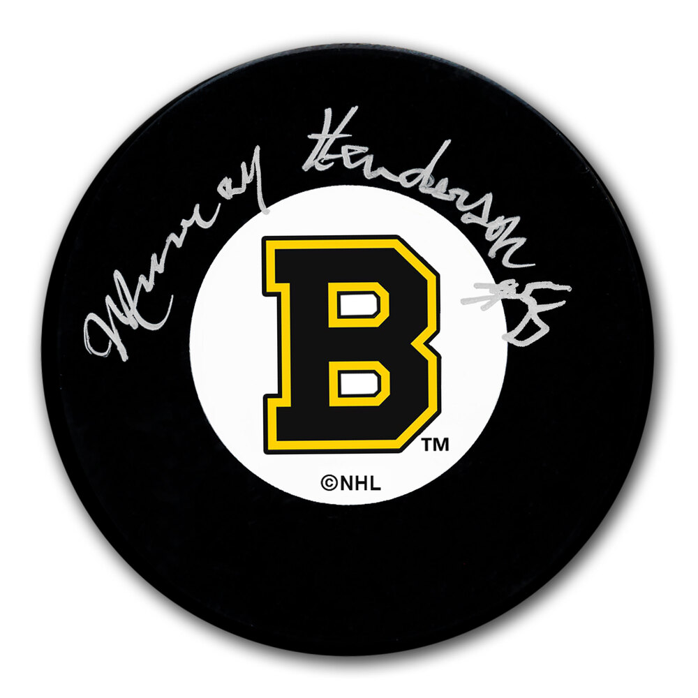 Murray Henderson Boston Bruins Autographed Puck