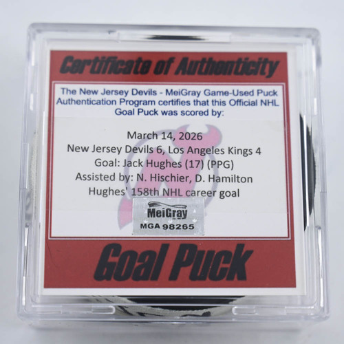 Image of Hughes, Jack - New Jersey Devils - March 14, 2026 vs. Los Angeles Kings (Devils Logo)