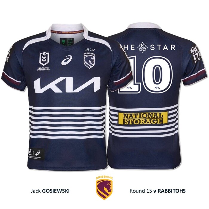 Photo of Jack Gosiewski #10 Brisbane Broncos Jai Arrow Tribute Jersey Player-Issued 