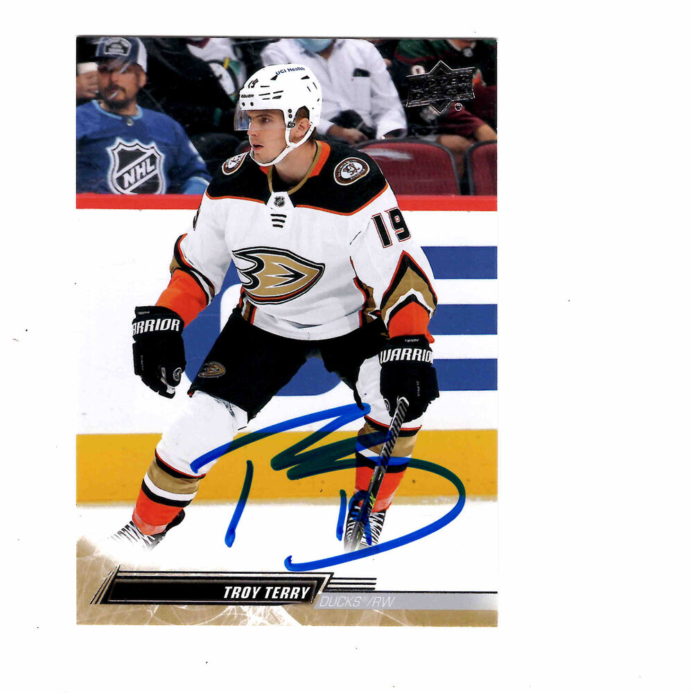 Troy Terry Autographed 2022-23 UDA #7 Anaheim Ducks Hockey Card