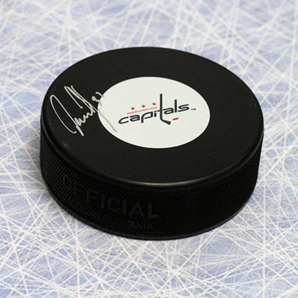 Olaf Kolzig Washington Capitals Autographed Last Game Logo Hockey Puck
