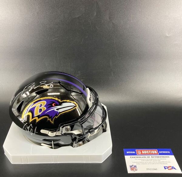 NFL - Ravens Multi Signed Mid Size Helmet Signed by Roquan Smith and Jor...