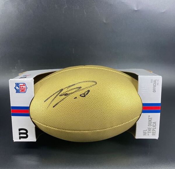 NFL - Panthers Trevor Etienne Signed Gold Composite Football