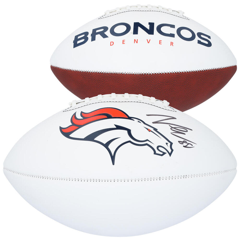 Martin Necas Colorado Avalanche Autographed Denver Broncos White Panel Football