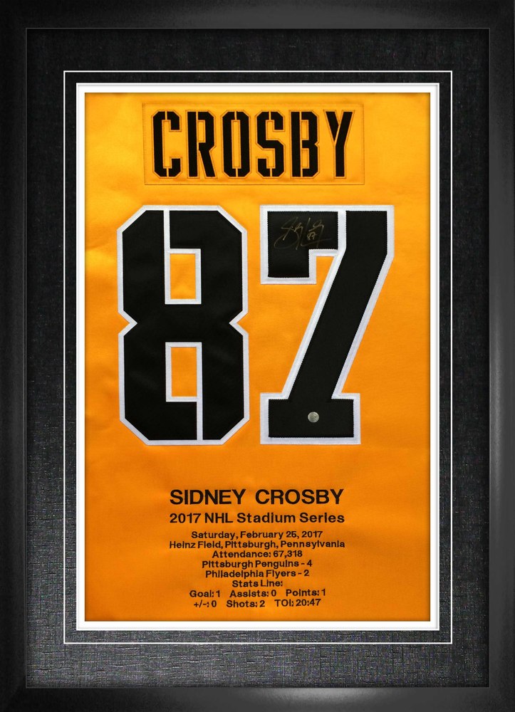 Sidney Crosby Signed Numbers Framed w Embroidery Penguins 2017 Stadium Series