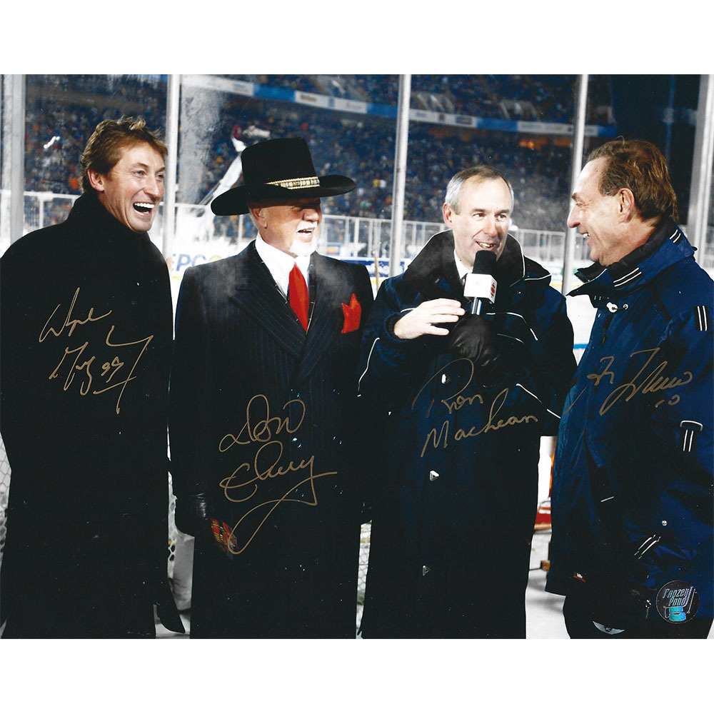 Wayne Gretzky, Don Cherry, Ron MacLean & Guy Lafleur Autographed 8X10 Combo Photo
