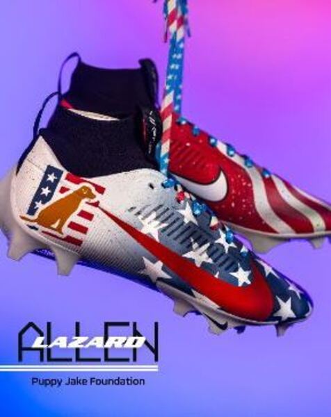 MCMC - Jets Allen Lazard Game Worn Custom Cleats 2025 Season Size 13 Pro...
