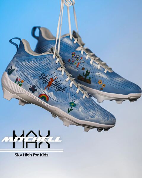 MCMC - Jets Max Mitchell Game Worn Custom Cleats 2025 Season Size 15 Pro...