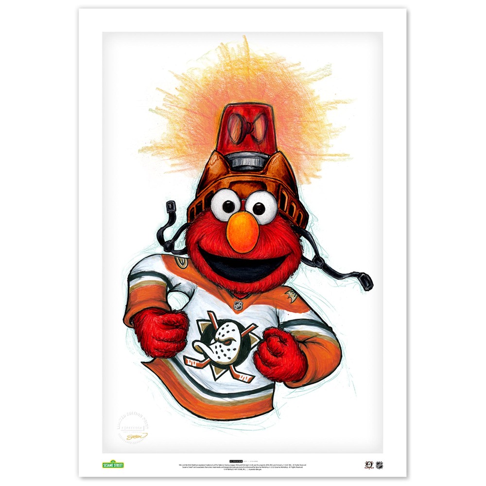 Elmo Loves Goals! x Anaheim Ducks Limited Edition Print by S. Preston