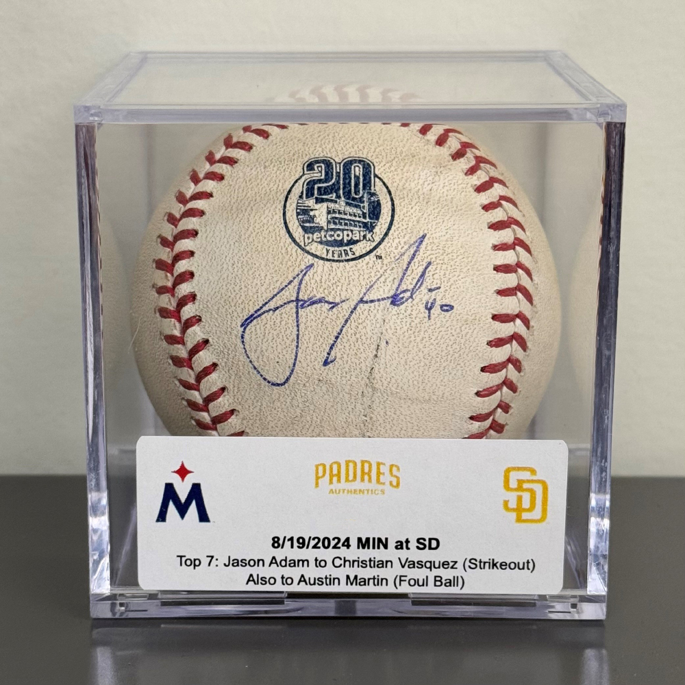Jason Adam Autographed 8/19/2024 MIN at SD Game-Used