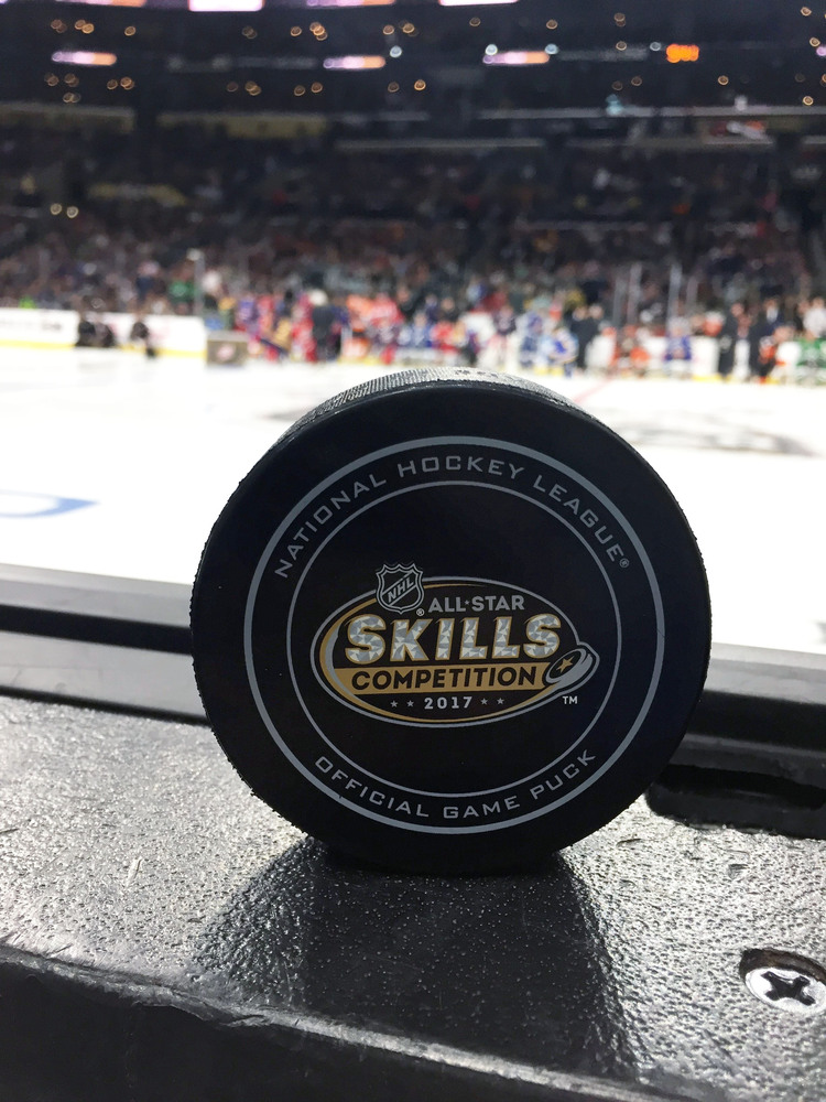 2017 nhl all star skills competition event used puck nhl auctions
