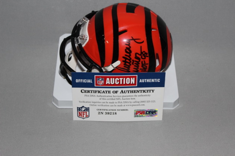 HOF BENGALS ANTHONY MUNOZ SIGNED BENGALS MINI HELMET The official