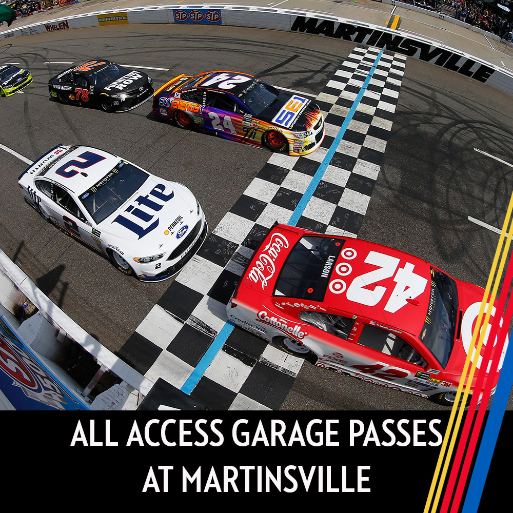 All Access Garage Passes at Martinsville for the entire race weekend!