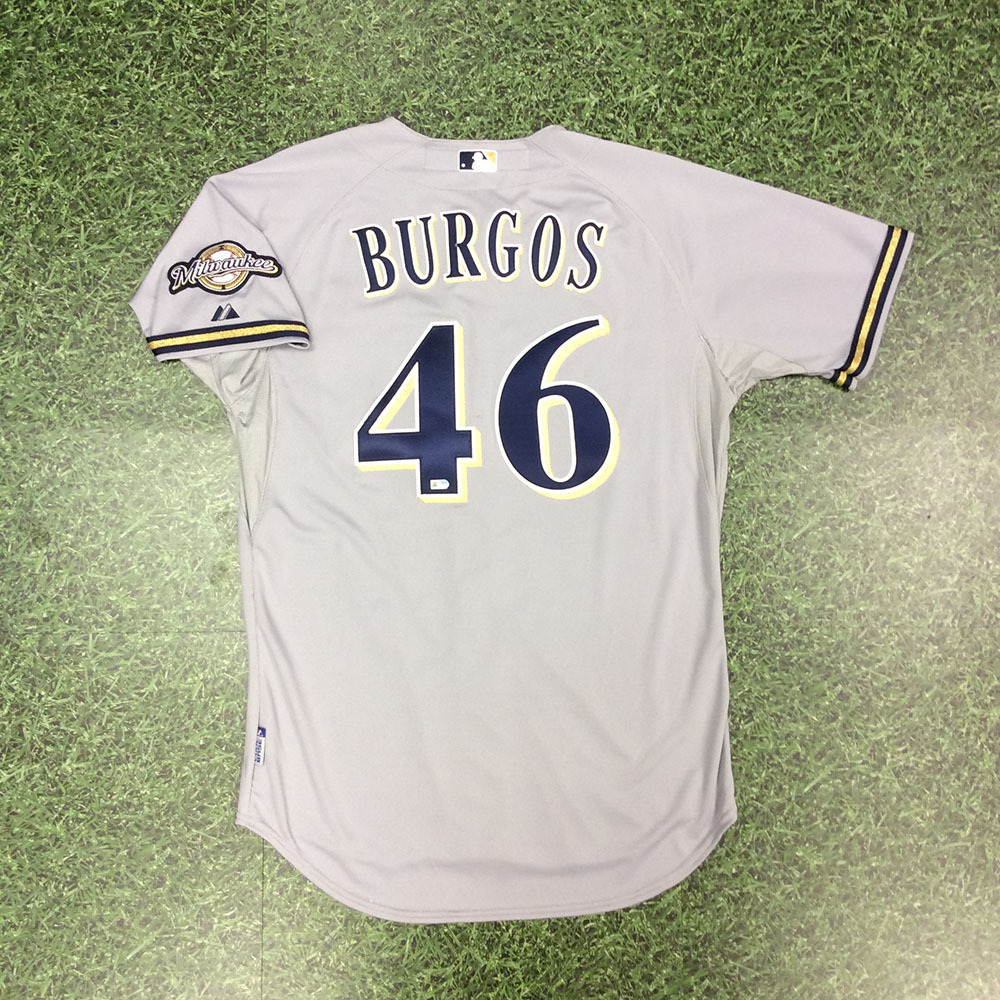 Brewers Charity Auction Hiram Burgos 2013 Road Grey Jersey EK872738