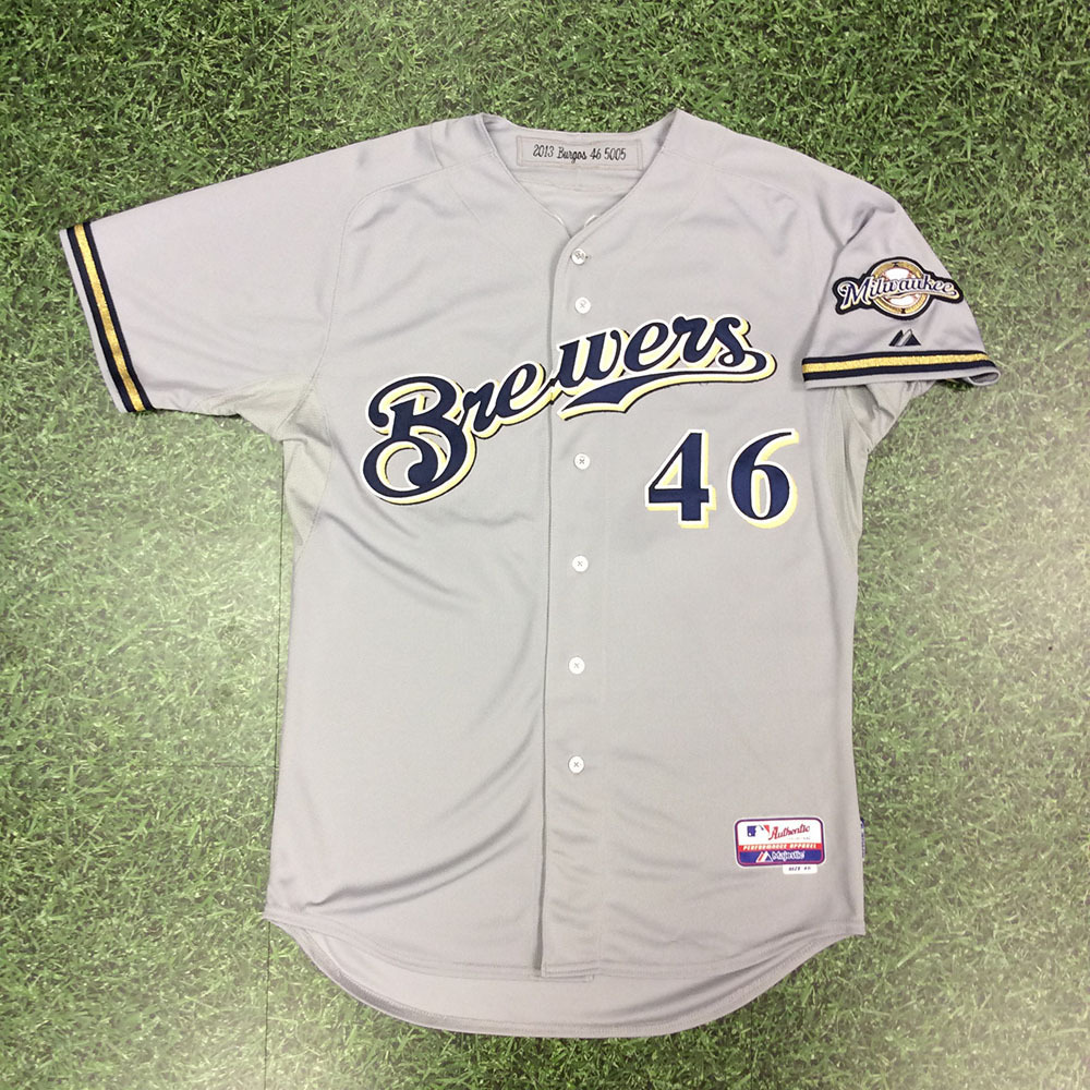 Brewers Charity Auction Hiram Burgos 2013 Road Grey Jersey EK872738