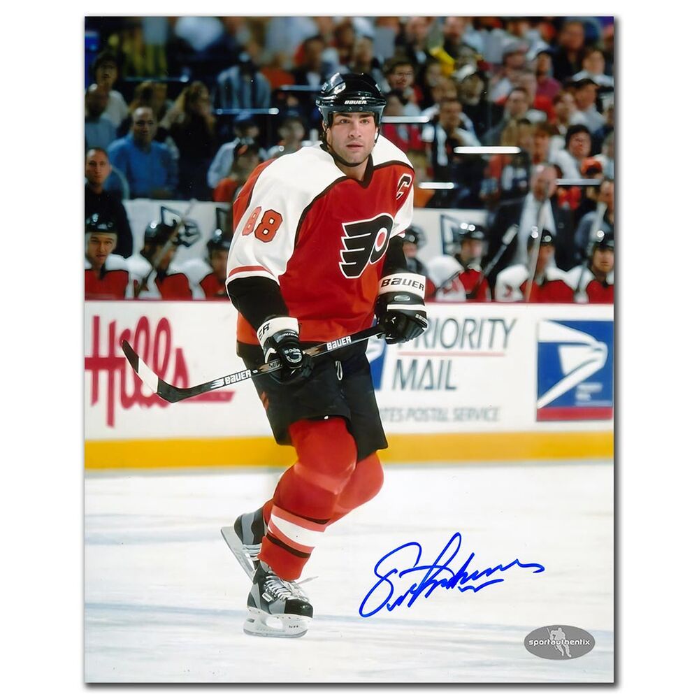 Eric Lindros Autographed Philadelphia Flyers 8x10 Photo - Orange Jersey Skating