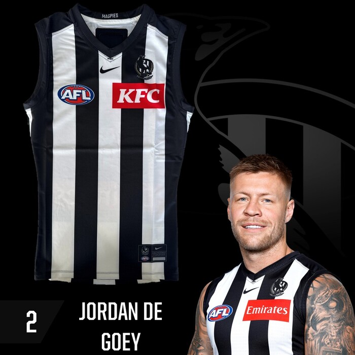 Photo of Jordan De Goey #2 Collingwood 2025 Away Guernsey