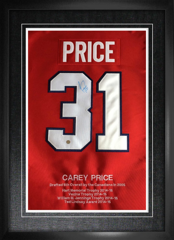 Carey Price Signed Numbers Framed with Embroidery Canadiens Career