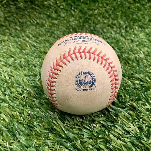 Minnesota Twins: 2020 Game-used baseball - P: Shane Bieber, H: Ryan Jeffers, 2nd Homerun, Bottom 7 - 9/11/2020 vs Cleveland Indians. **Jeffers' 2nd Career Homerun**