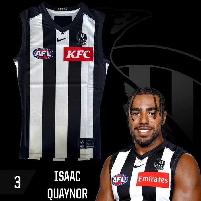 Photo of Isaac Quaynor #3 Collingwood 2025 Away Guernsey