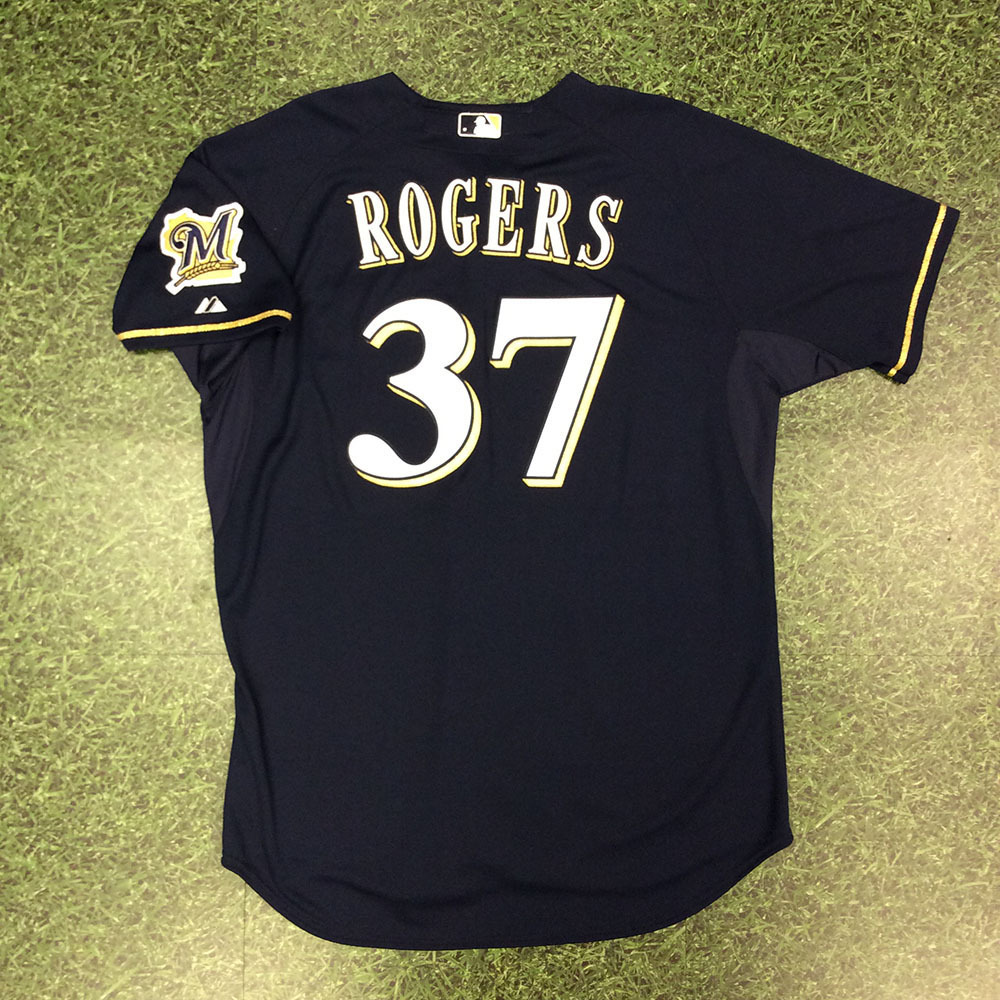 Brewers Charity Auction Mark Rogers 2013 Road Navy Jersey EK872974