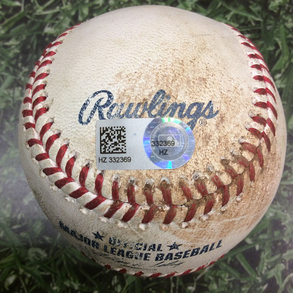 Brewers Charity Auction Game Used Baseball Worley to Lucroy; RBI