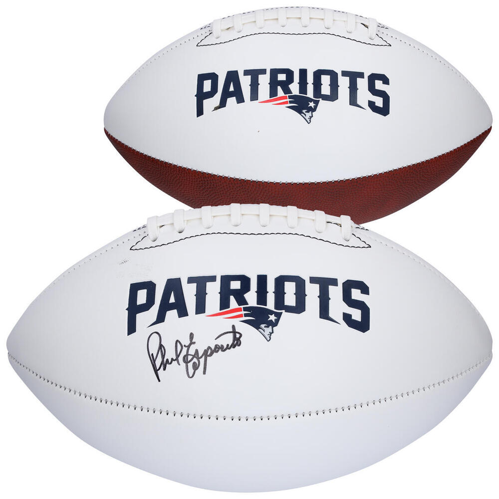 Phil Esposito Boston Bruins Autographed New England Patriots White Panel Football