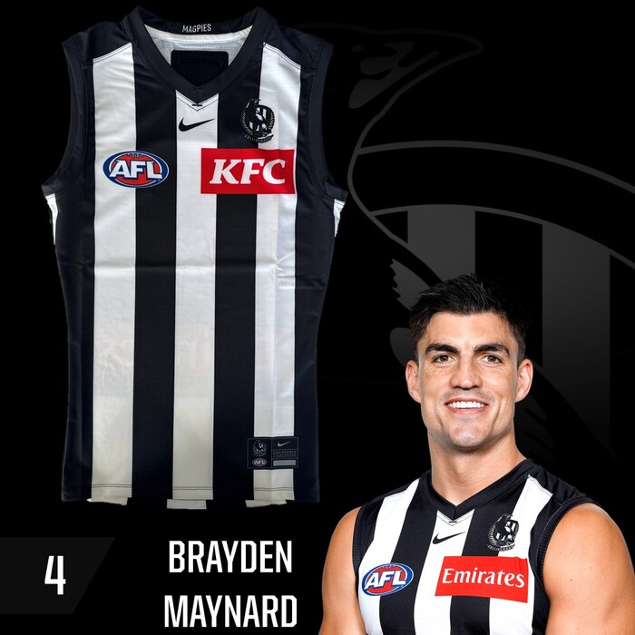 Photo of Brayden Maynard #4 Collingwood 2025 Away Guernsey
