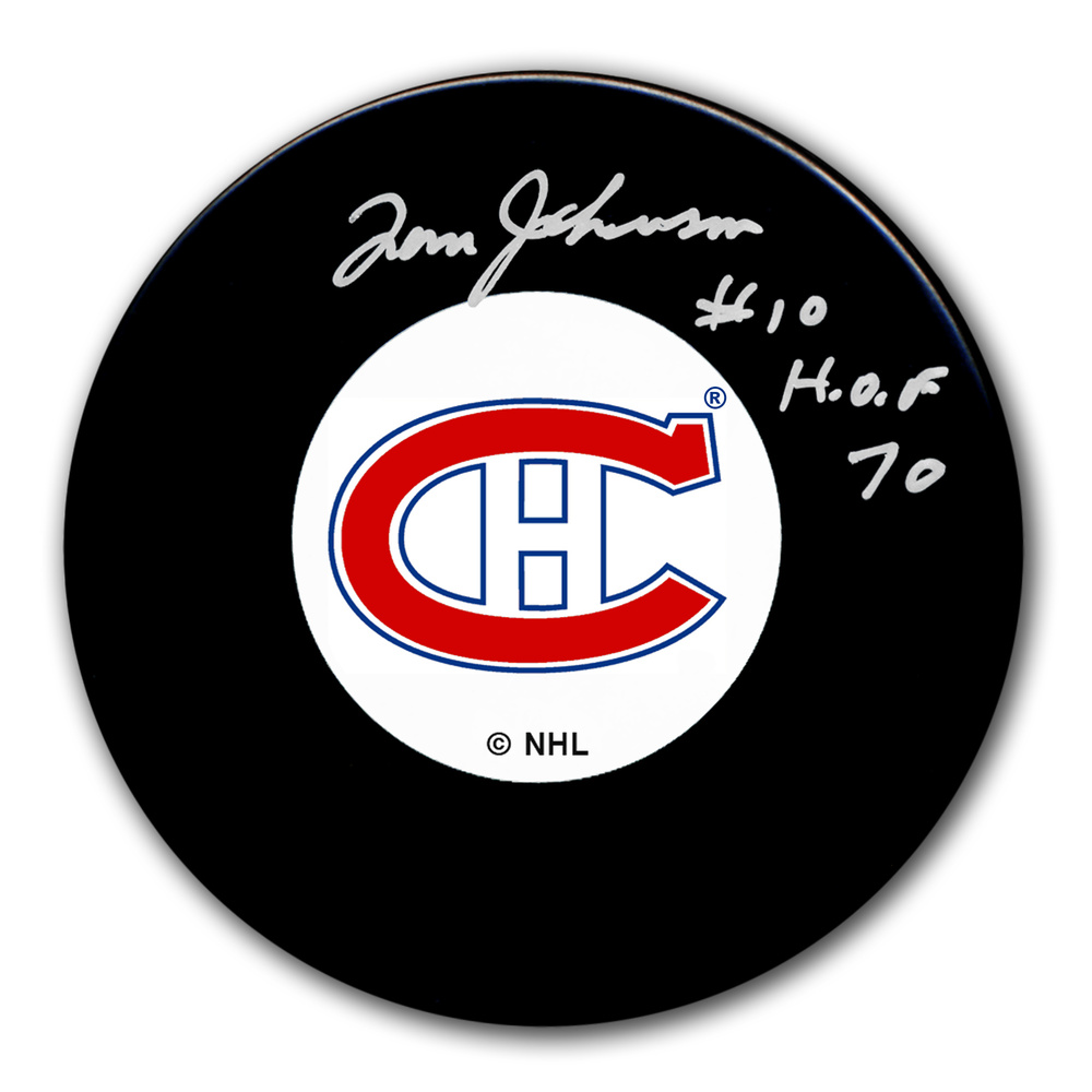 Tom Johnson Montreal Canadiens HOF Original 6 Autographed Puck