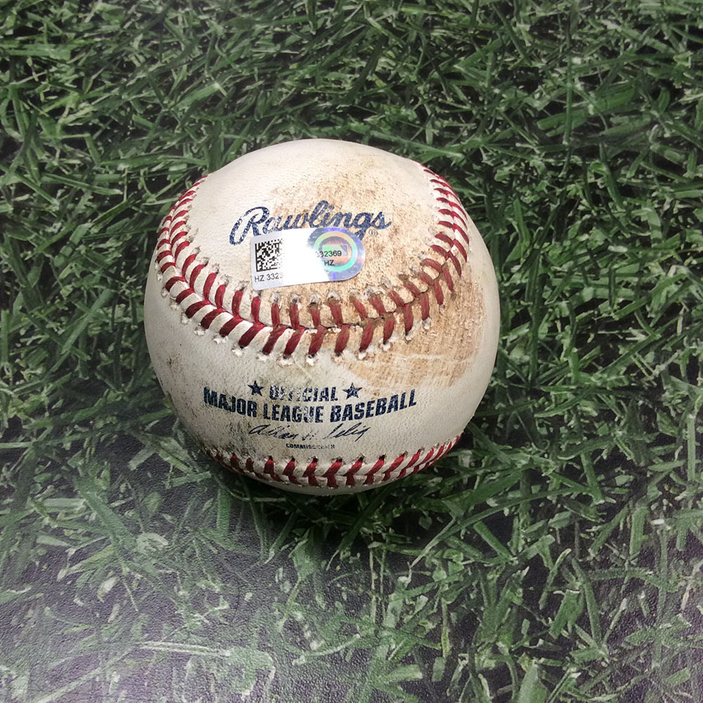 Brewers Charity Auction Game Used Baseball Worley to Lucroy; RBI