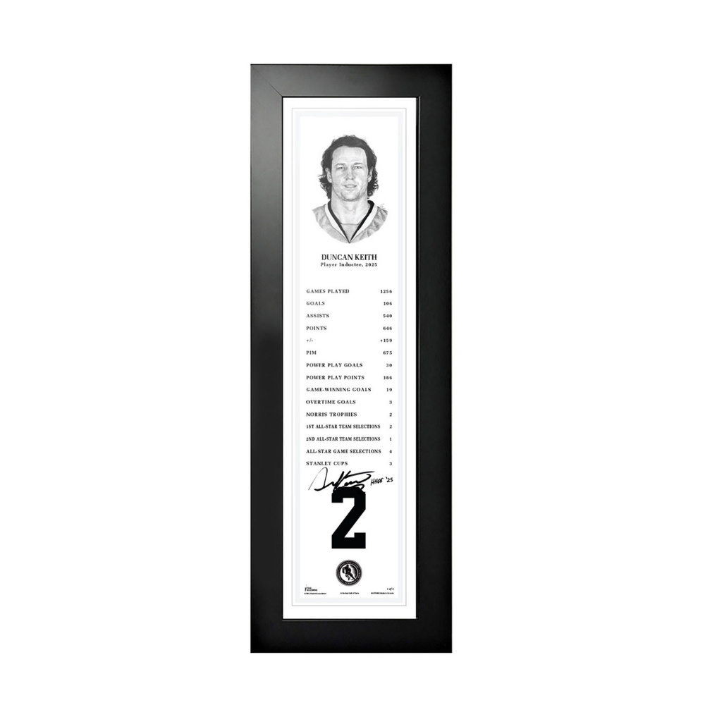 Duncan Keith Autographed Legends Line Honoured Member Stats Frame - Limited Edition 3/3 LAST ONE AVAILABLE
