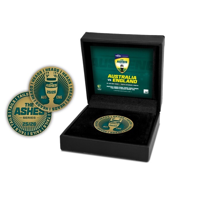 Photo of Australia v England Ashes 1st Test Match-Used Coin in Box