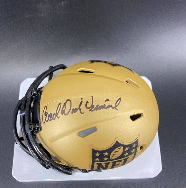 HOF - Eagles Dick Vermeil Signed NFL Shield Rave Mini Helmet