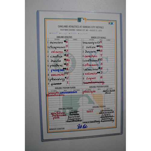 2015 Replica Lineup Card Frame with Piece of Game-Used Ball