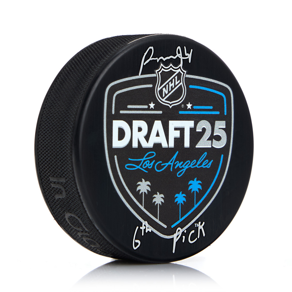 Porter Martone Signed 2025 NHL Entry Draft Puck with 6th Pick Note