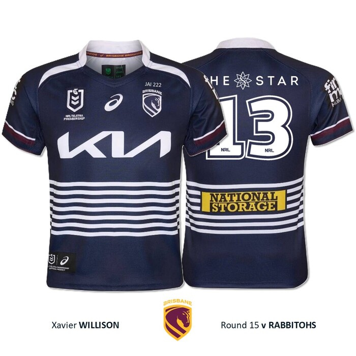 Photo of Xavier Willison #13 Brisbane Broncos Jai Arrow Tribute Jersey Player-Issued 