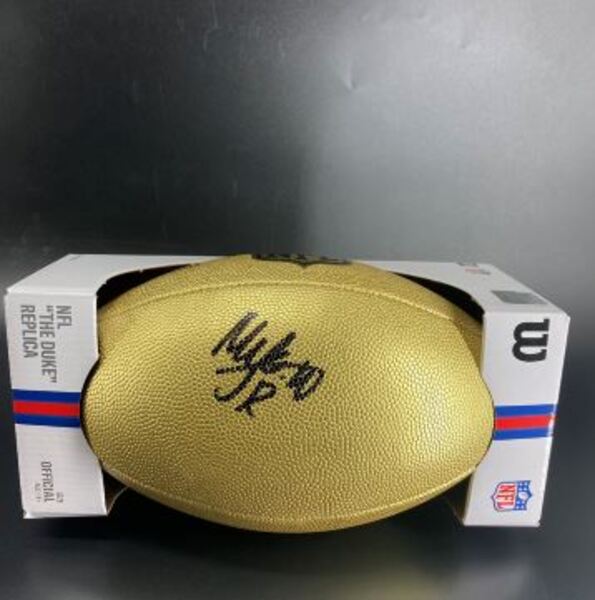 NFL - Raiders Mike Washington Jr. Signed Gold Composite Football