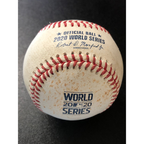 Game-Used Baseball - 2020 World Series - Tampa Bay Rays vs. Los Angeles Dodgers - Game 2 - Pitcher: Dustin May, Batter: Manuel Margot (Single, Hit Launch Speed: 109.5 MPH) - Top 4
