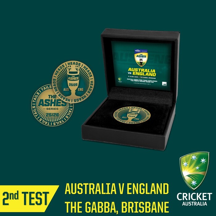 Photo of Australia v England Ashes 2nd Test Match-Used Coin in Box