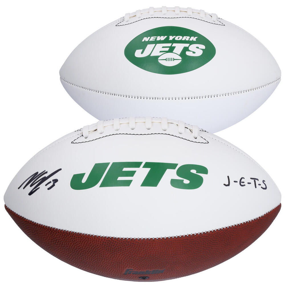 Nico Hischier New Jersey Devils Autographed New York Jets White Panel Football with 