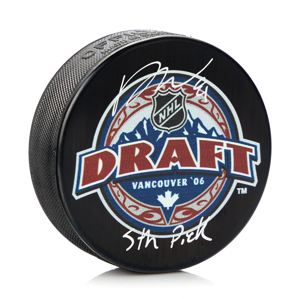Phil Kessel Autographed 2006 NHL Entry Draft Puck with 5th Pick Note