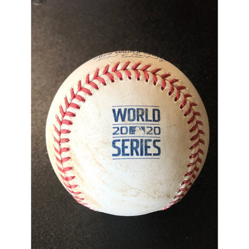 Game-Used Baseball - 2020 World Series - Tampa Bay Rays vs. Los Angeles Dodgers - Game 2 - Pitcher: Dustin May, Batter: Austin Meadows (Single, Hit Launch Speed: 108.4 MPH) - Top 5