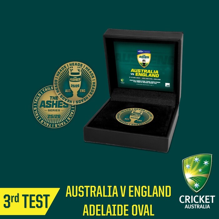 Photo of Australia v England Ashes 3rd Test Match-Used Coin in Box