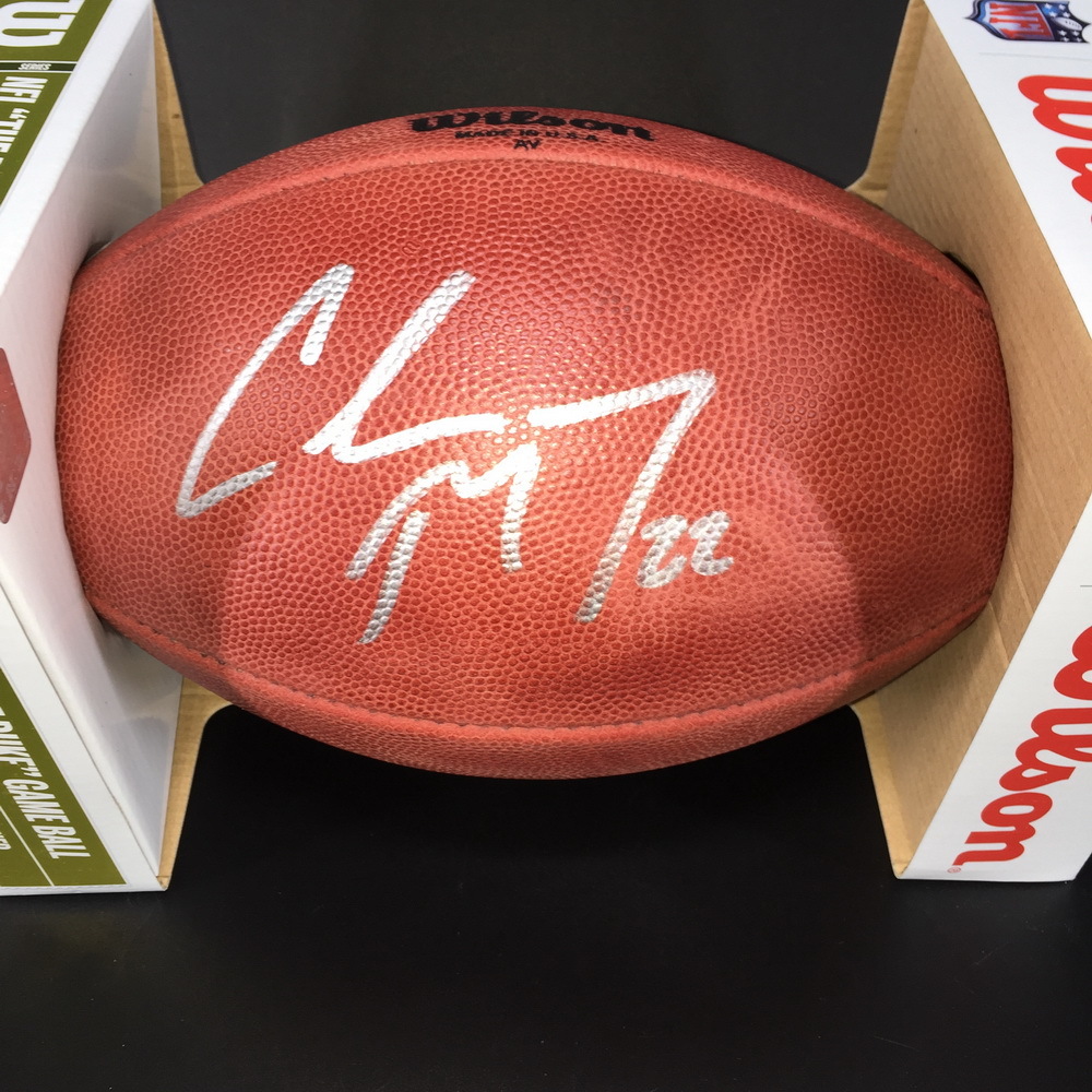 NFL Auction Panthers Christian McCaffrey Signed Authentic Football