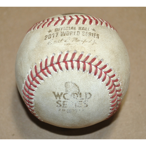 Game-Used Baseball - 2017 World Series Game 7 - Houston Astros vs. Los Angeles Dodgers - Batter: Clayton Kershaw, Pitcher: Brad Peacock, Foul, Bot 4